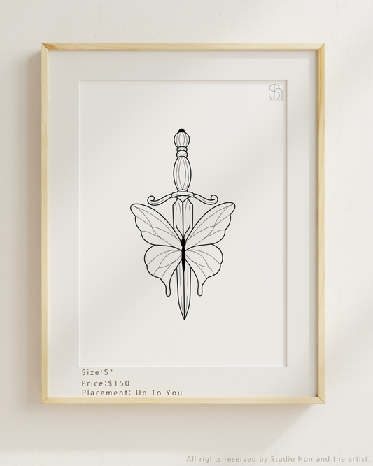Best Butterfly with Dagger Tattoo Flash Designs Deal